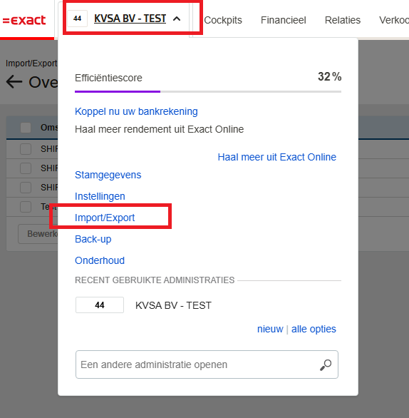 Open the administration menu and choose Import/Export